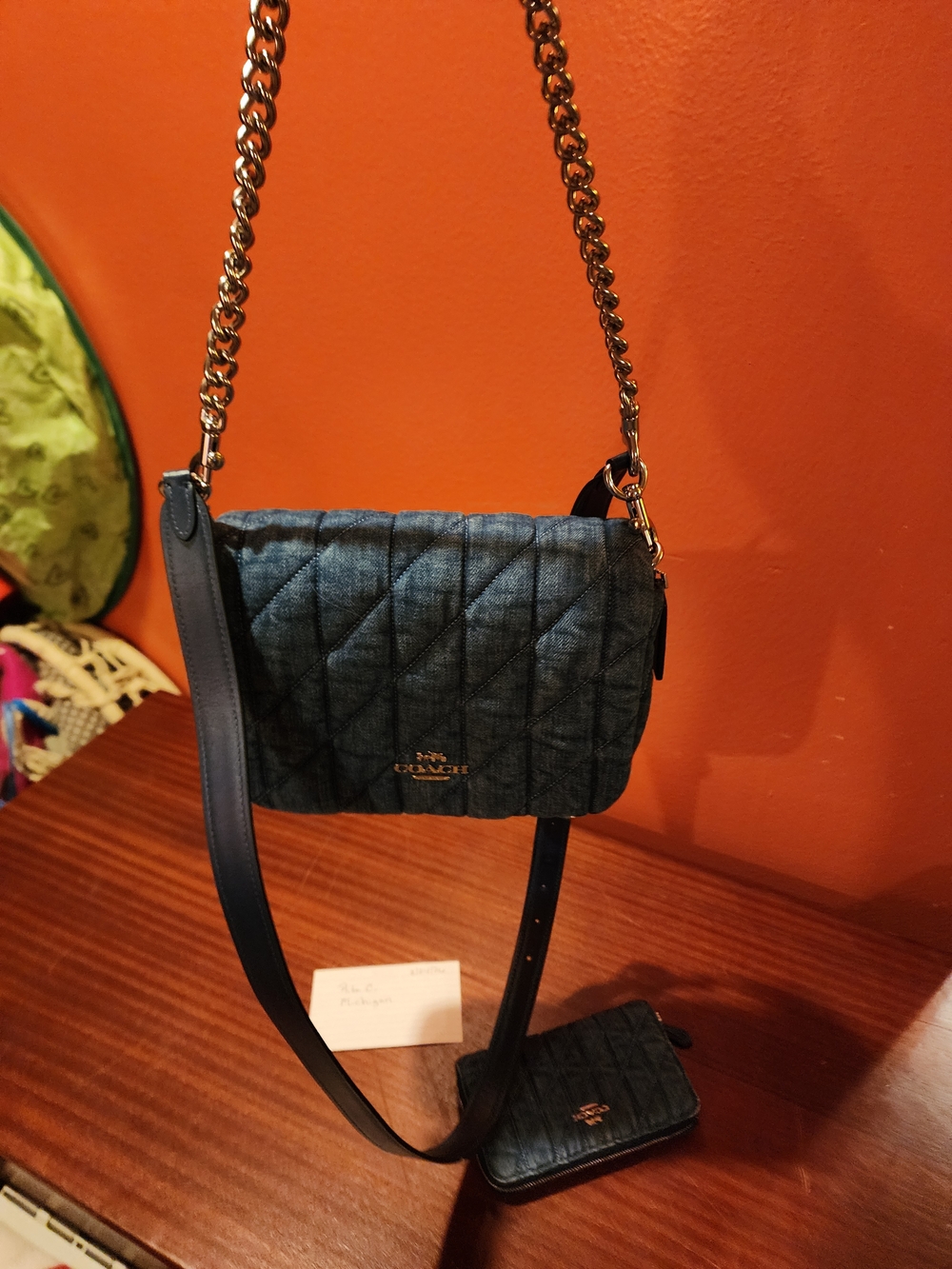 Coach Quilted Denim Crossbody and Zip Wallet - Blue New Condition - Picture 4 of 12